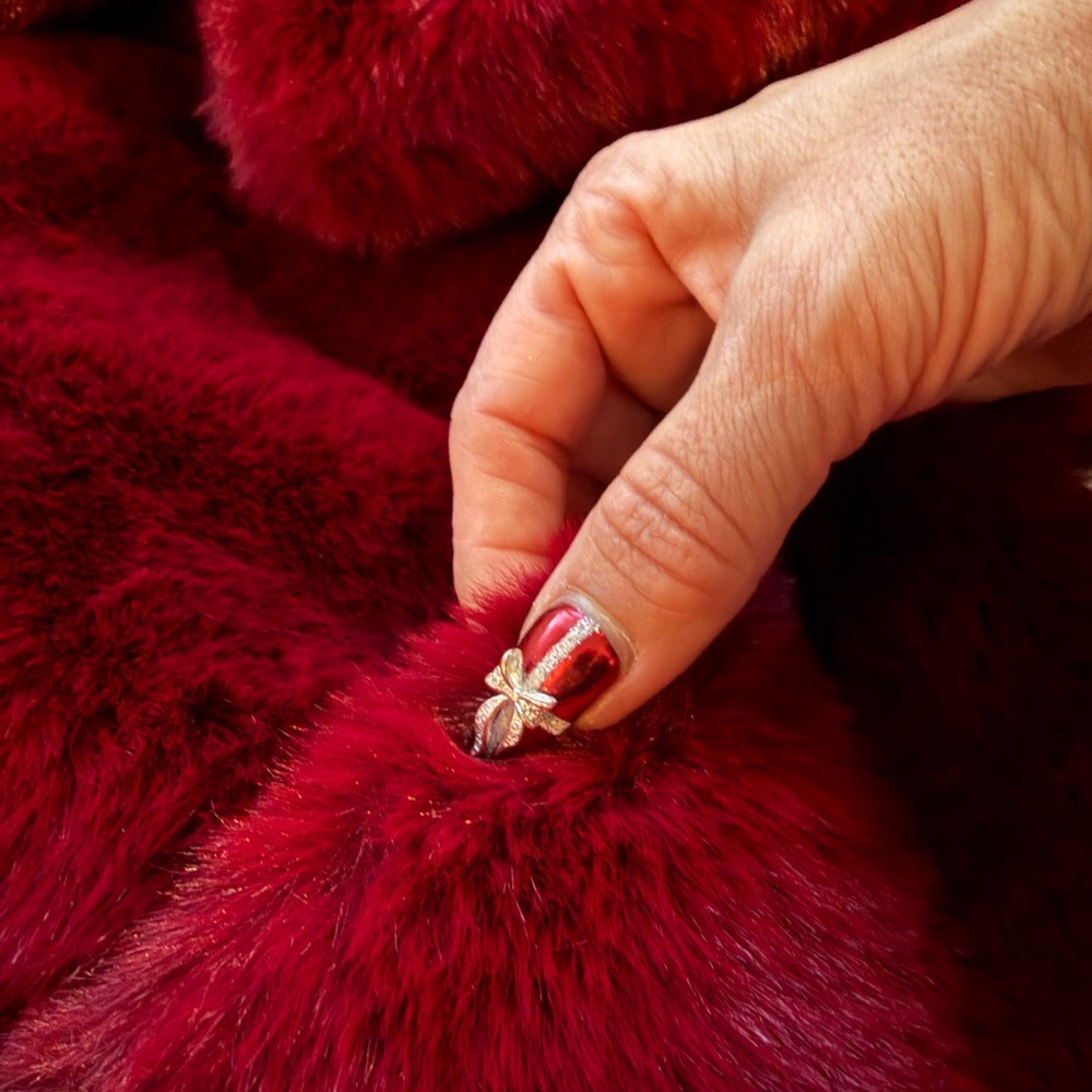 Faux Fur Burgundy Red Cropped Coat - NWT - Picture 4 of 11